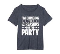 Estoy trayendo Las Cincuenta Razones para la Fiesta, 50 cumpleaños Camiseta, Mujer Tallas Grandes, Azul Jaspeado, 4XL Grande