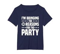 Estoy trayendo Las Cincuenta Razones para la Fiesta, 50 cumpleaños Camiseta, Mujer Tallas Grandes, Azul Marino, 1XL Grande