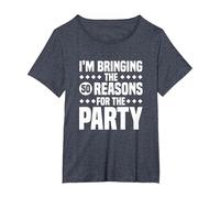Estoy trayendo Las Cincuenta Razones para la Fiesta, 50 cumpleaños Camiseta, Mujer Tallas Grandes, Azul Jaspeado, 3XL Grande