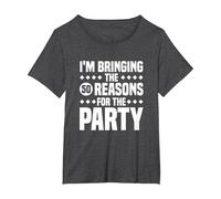Estoy trayendo Las Cincuenta Razones para la Fiesta, 50 cumpleaños Camiseta, Mujer Tallas Grandes, Jaspeado Oscuro, 2XL Grande