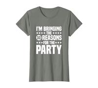 Estoy trayendo Las Cincuenta Razones para la Fiesta, 50 cumpleaños Camiseta, Mujer, Verde Militar Jaspeado, 3XL