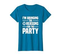 Estoy trayendo Las Cincuenta Razones para la Fiesta, 50 cumpleaños Camiseta, Mujer, Zafiro, 3XL