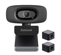 Estranst Cámara web HD 2K con cubierta de privacidad y micrófono con cancelación de ruido, cámara web USB externa para PC, portátil, Mac, monitor de computadora de escritorio, incluye 2 organizadores