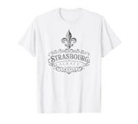Estrasburgo, Alsacia, Francia, Adornado, Flor de lis, impresión Negra Camiseta gráfica económica