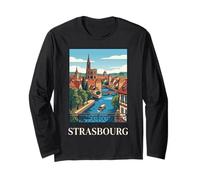 Estrasburgo Francia Alsacia Canal City Vintage Travel Artwork Manga Larga