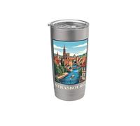 Estrasburgo Francia Alsacia Canal City Vintage Travel Artwork Vaso térmico de acero inoxidable de doble pared