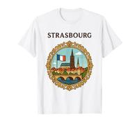 Estrasburgo, Francia, ciudad, paisaje, puente, victoriano, marco, arte Camiseta