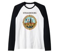 Estrasburgo, Francia, ciudad, paisaje, puente, victoriano, marco, arte Camiseta Manga Raglan