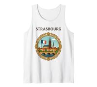 Estrasburgo, Francia, ciudad, paisaje, puente, victoriano, marco, arte Camiseta sin Mangas