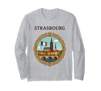 Estrasburgo, Francia, ciudad, paisaje, puente, victoriano, marco, arte Manga Larga