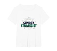 Estratega del Domingo: Fantasy Football Plan de Juego Masculino Camiseta, Mujer Tallas Grandes, Blanco, 1XL Grande