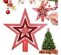 Estrella Árbol de Navidad 20 cm - Accesorio de la Copa del árbol - Punta Árbol Navidad Brillante y Elegante para Casa, Oficina y Fiestas(Rojo)