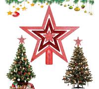Estrella Árbol de Navidad, Árbol Navidad Topper, Estrella Brillante para Adorno de árbol de Navidads, Estrella Punta Arbols Navidads, para Cada Adorno de árbols, 20cm (Rojo)