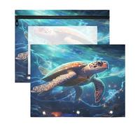 Estrella Azul Tortuga De Mar Estuches para Lápices Transparentes para Archivador de 3 Anillas(2 Pack)