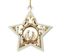 Estrella Belen, 3pcs Estrella para Arbol De Navidad, Belen Navidad, 8x8cm, Colgante De Árbol con Escena del Belens, Familia para Colgar 2D