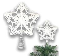 Estrella Blanca con Purpurina de 14,5 cm para árbol de Navidad, inastillable, para decoración de árbol de Navidad, Corona de árbol de Navidad, Adorno de día Festivo