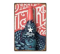 Estrella Damm Beer Spain Barcelona - Letrero de metal vintage para decoración de pared, póster de pared para puerta, 7.8 x 11.8 pulgadas