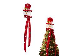 Estrella de abeto - Cima de nieve de invierno para árbol - Muñeco de nieve con sombrero y bufanda para punta de decoración de fiestas y sala de estar