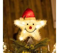 Estrella De árbol De Navidad, 25 X 30 Cm, Adorno para árbol De Navidad con Luz LED Brillante, Adorno para árbol De Navidad con Cara Sonriente, Pentagrama para Decoración De árbol De Navidad