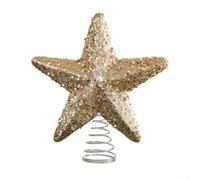 Estrella de árbol de Navidad con lentejuelas doradas, 18 cm, ajuste seguro