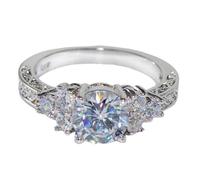 Estrella De La Tarde Anillos Para Joyería Boda Mujeres Color Oro Blanco Anillos De Anillos Audiolibro Inglés, 9, Aleación de cinc