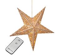 Estrella de madera iluminada con LED con mando a distancia - 40 cm | Estrella de Navidad iluminada | Decoración para la ventana