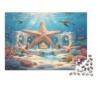 Estrella de Mar Castillo Submarino Puzzle de 1000 Piezas Papel para Adultos Mundo Marino Juego de Puzzle 1000 Piezas Relajación Hogar 52x38cm/1000pcs