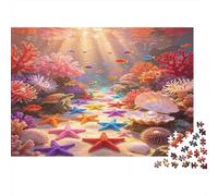 Estrella de Mar Colorida Arrecife Puzzle de 1000 Piezas Papel Puzzle para Adultos Mundo Submarino Relajante Decoración Regalo 70x50cm/1000pcs