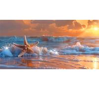 Estrella De Mar Diamond Painting Adultos, Ola Pintura Diamante Kit, Punto De Cruz Diamantes Accesorios Kits Art Niños, Pintura Diamante Cristal Bordado Mosaic, Decoración oficinas 60x120cm X-407