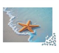 Estrella de mar en la Playa. Estrella de mar en la Playa de Arena, 100% cartón Reciclado. Rompecabezas de 1000 Piezas. para Adultos y niños. Un Reto Que estimula la Mente. 70 x 50 cm / 1000 Piezas.