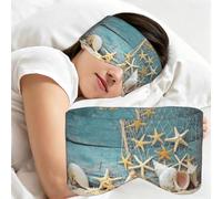 Estrella de mar en la playa sobre una red de pesca, Antifaz para dormir, ideal para el hogar, viajes y trabajo por turnos. Cubre completamente los ojos y bloquea la luz.
