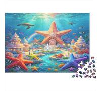 Estrella de Mar Escena Submarina Puzzle de 1000 Piezas de Papel para Adultos Mundo Fantástico Puzzle para Toda la Familia Relajación Decoración Regalo 38x26cm/1000pcs