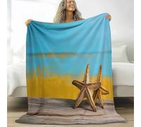 Estrella de Mar Pared de Madera Playa Manta Suave y cálida Estilo Retro Manta para Cama Suave, Franela Polar Cálida para niñas y niños - Acogedora y Ligera para Todas Estaciones, 180 x 220 cm