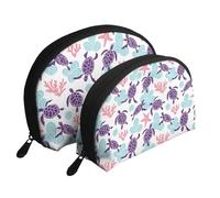 Estrella de mar retrotortuga, Bolsa de Maquillaje de Concha, Monedero pequeño para Mujer, Bolsa de artículos de tocador, Bolsa de cosméticos, 2 Piezas