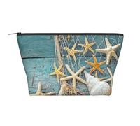 Estrella de mar y Red de Pesca con temática de Playa, Bolsa de artículos de tocador Bolsa de Maquillaje Bolsa de cosméticos Bolsa de artículos de tocador de Viaje portátil