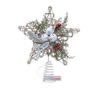 Estrella de Navidad Baumspitze-echanting flor de pascua con campana | Decoración creativa para oficinas, hogar, mesas, alféizares de ventanas, fiestas, vitrinas, celebraciones de invierno de temporada