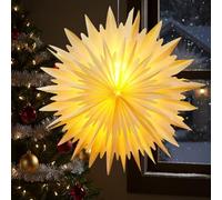 Estrella de Navidad iluminada, estrella de papel para colgar, pantalla de papel, estrella de papel iluminada con iluminación, decoración navideña 3D para interior, ventana, guirnalda de luces de