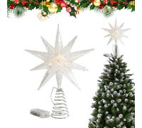 Estrella de Navidad para árbol de Navidad con luces, decoración de árbol de Navidad con purpurina iluminada | para oficina, interior, hogar, bar, tienda, dormitorio, sala de estar