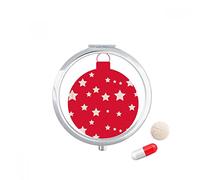 Estrella de Navidad rojo Festival Travel bolsillo píldora caso medicina dispensador espejo regalo caja de almacenamiento