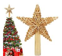 Estrella de Paja para Árbol de Navidad, 20 x 30,5 cm, Punta con Encaje Hecha a Mano para Cualquier Tamaño de Árbol