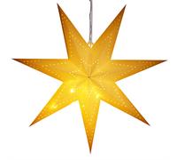 Estrella de papel crema 60cm diámetro 7 puntas con 10 LEDs