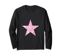 Estrella de rayas cebra rosa y blanca Manga Larga