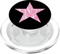 Estrella de rayas cebra rosa y blanca PopSockets PopGrip para MagSafe