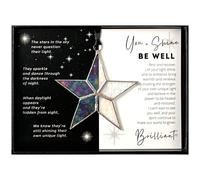 Estrella de vidrieras iridiscentes hechas a mano con Mensaje bien- Recibe un regalo pronto para amigos/vecinos/compaeros de trabajo/familia- des