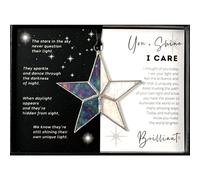 Estrella de vitral iridiscente hecha a mano con mensaje ""Me importas"". Un regalo de apoyo para mujeres, un regalo para pensar en ti, un regalo pa