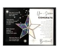 Estrella de vitral iridiscente hecha a mano con un emotivo mensaje de felicitaci n (Felicidades) - Regalo de graduaci n/regalo para un nuevo trab