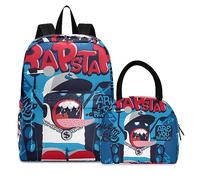 Estrella del Rap Monstruo Azul Mochila de Estudiantes Bolsa Térmica para Fiambrera Mochilas Bolsa del Almuerzo para Niñas Escolar Niños