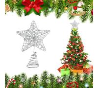 Estrella Diseño 3D De Estrellas De árbol De Navidad,Estrella De árbol De Navidad,20x25cm La Parte Superior del árbol DeNavidad,Estrella Navideña para Arbol,Plata,1 Pieza