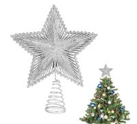 Estrella Dorada para Árbol de Navidad, Estrella para Copa del Árbol de Navidad, Estrella De arbol, Christmas Tree Topper, para en Casa Fiesta Festiva, Decoración Navideña, 23 x 20cm, Plata