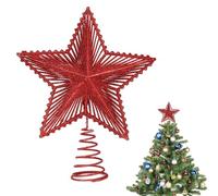 Estrella Dorada para Árbol de Navidad, Estrella para Copa del Árbol de Navidad, Estrella De arbol, Christmas Tree Topper, para en Casa Fiesta Festiva, Decoración Navideña, 23 x 20cm, Rojo